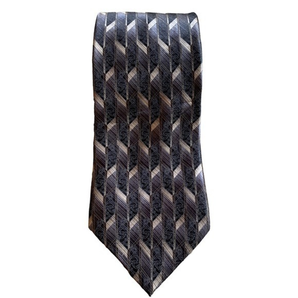 NEW Geoffrey Beene 100% Silk Tie Gray Multicolored Geometric Print - Picture 1 of 7